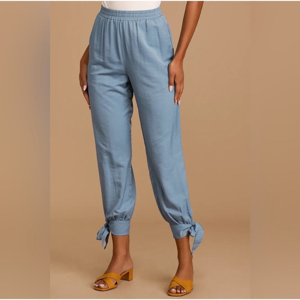 Lulu's Light Blue Tie-Hem Ankle Joggers